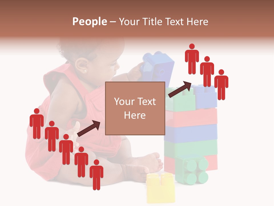 Adorable Baby Girl Playing With Building Blocks PowerPoint Template