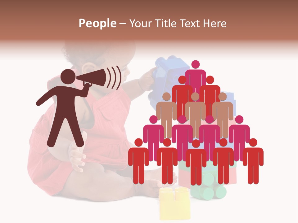 Adorable Baby Girl Playing With Building Blocks PowerPoint Template