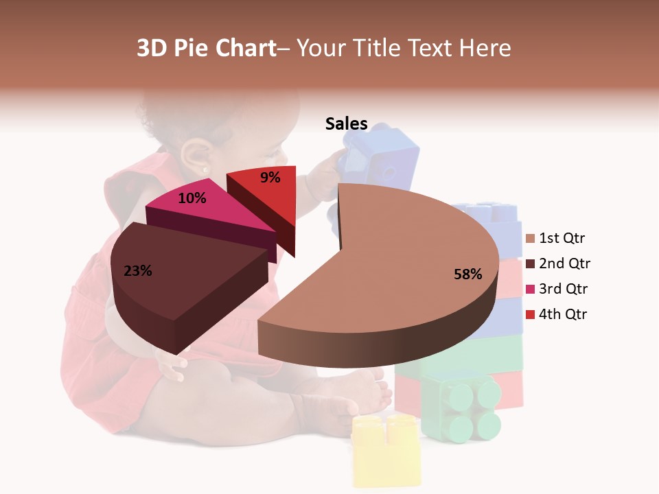 Adorable Baby Girl Playing With Building Blocks PowerPoint Template