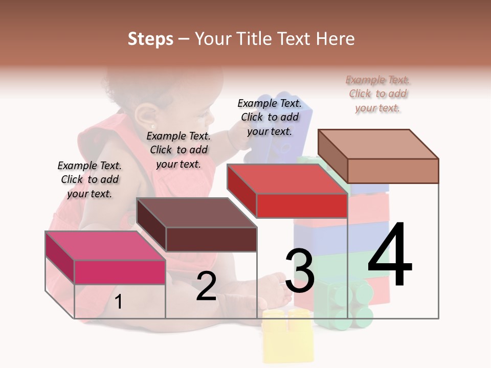 Adorable Baby Girl Playing With Building Blocks PowerPoint Template