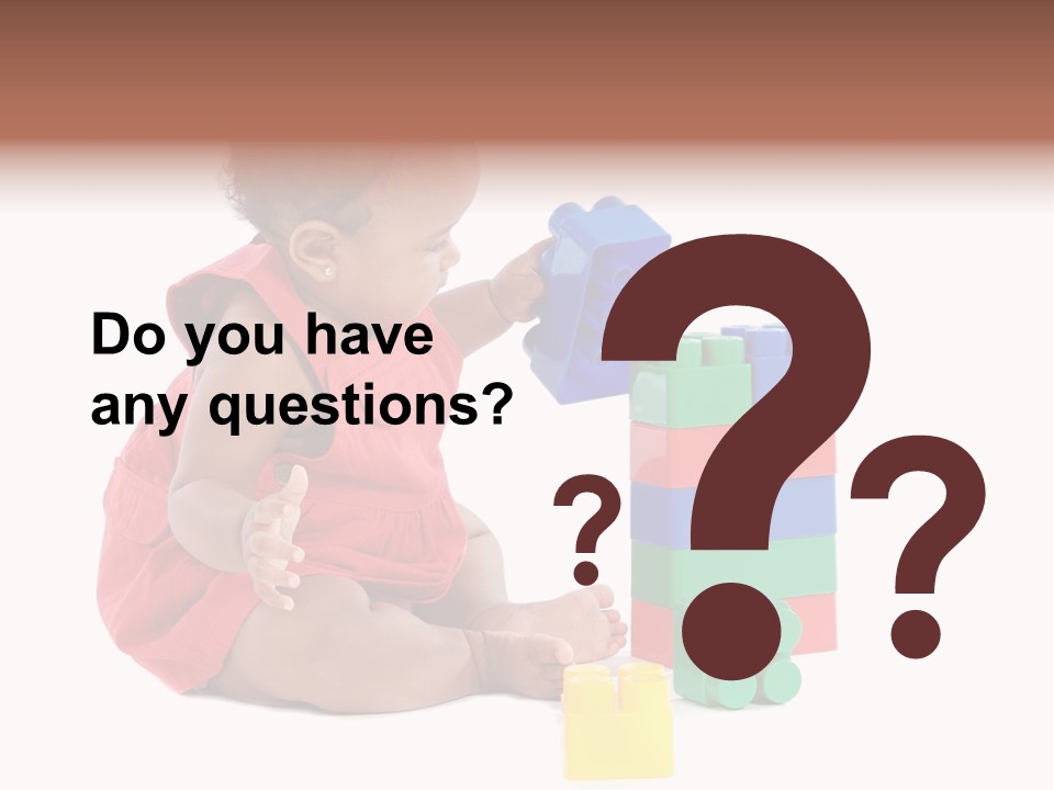 Adorable Baby Girl Playing With Building Blocks PowerPoint Template