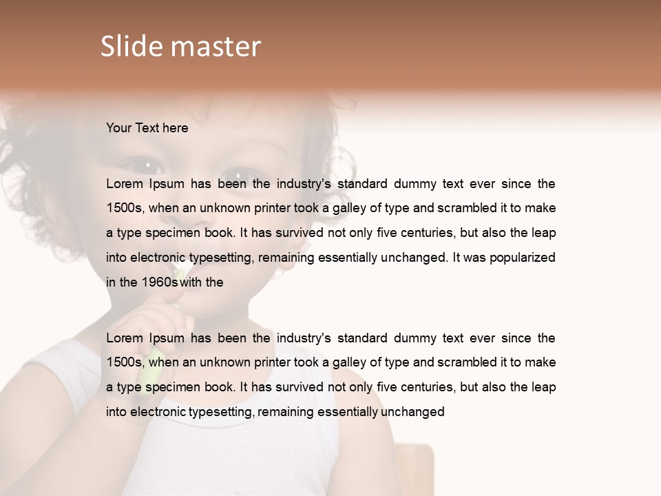 The Kid To Study To Clean A Teeth. PowerPoint Template