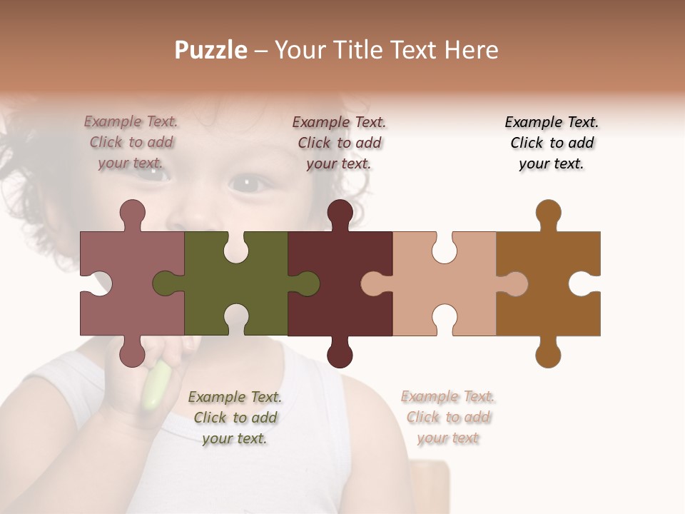 The Kid To Study To Clean A Teeth. PowerPoint Template