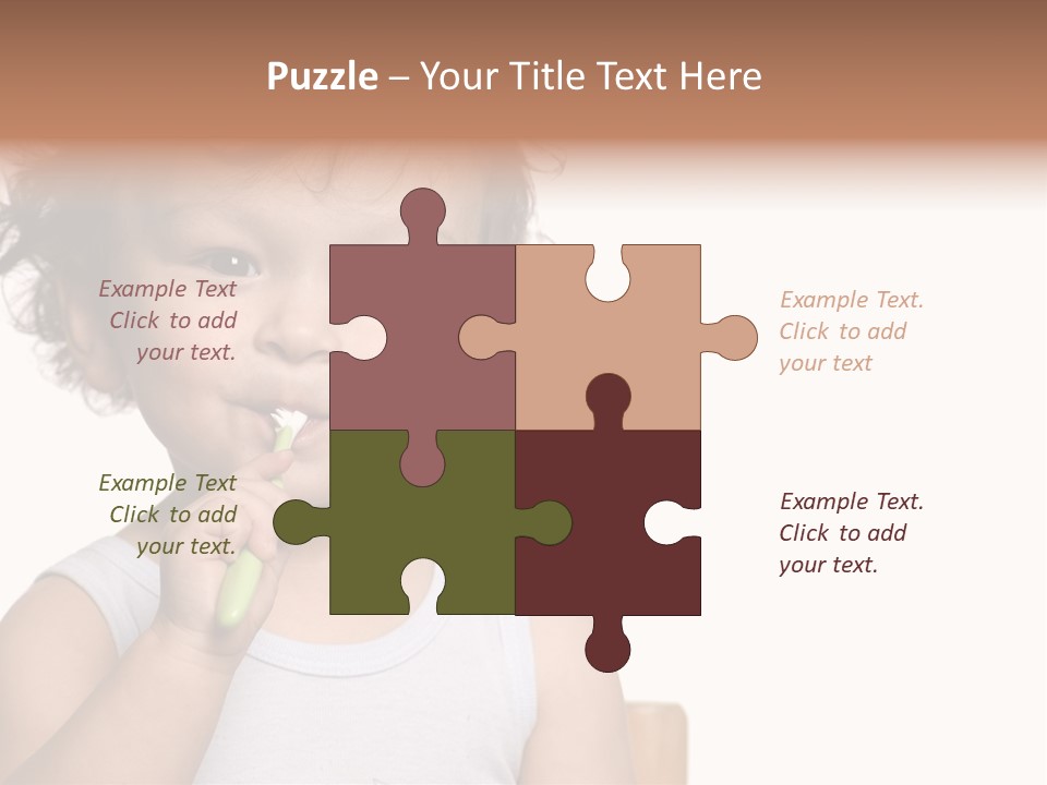 The Kid To Study To Clean A Teeth. PowerPoint Template