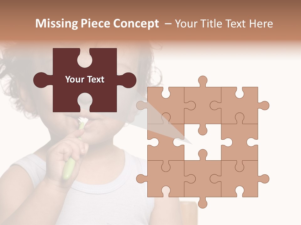 The Kid To Study To Clean A Teeth. PowerPoint Template