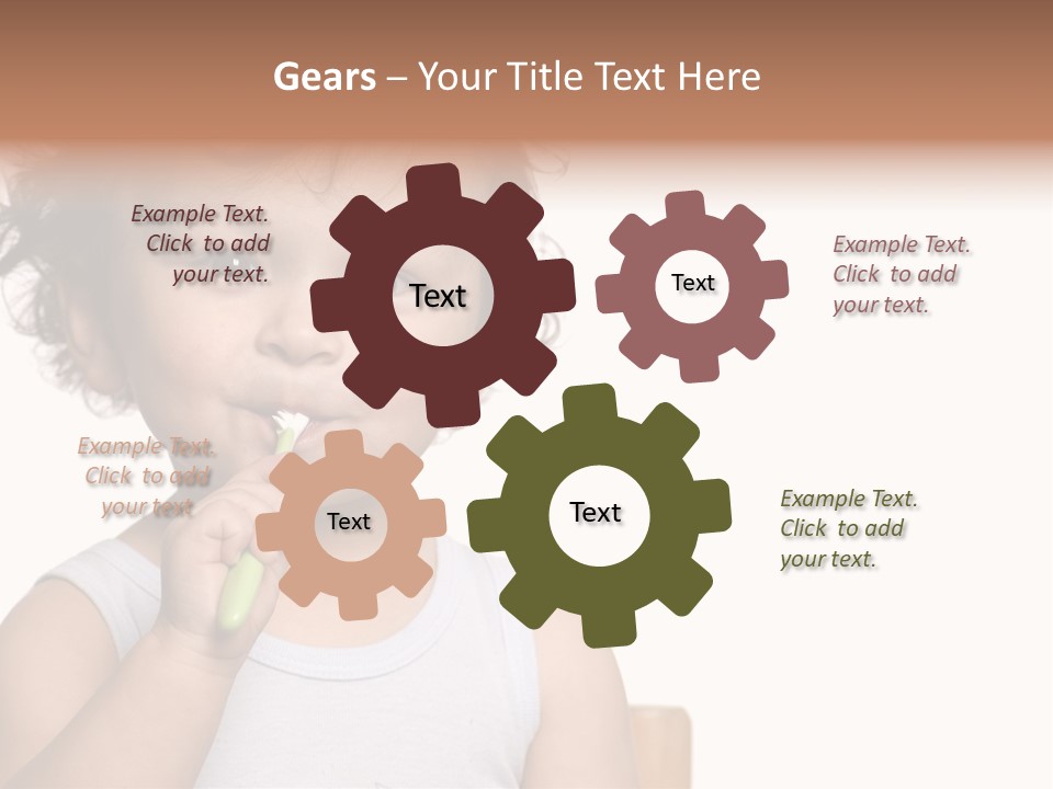The Kid To Study To Clean A Teeth. PowerPoint Template