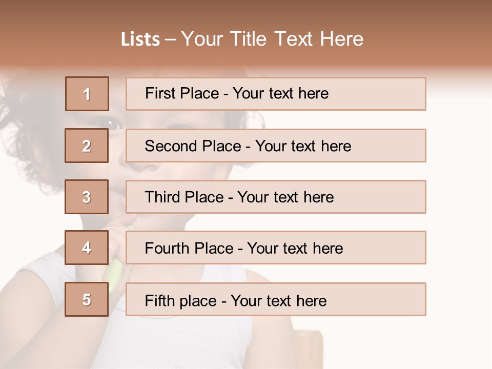 The Kid To Study To Clean A Teeth. PowerPoint Template