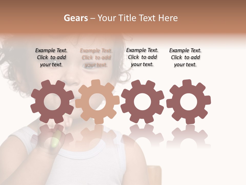 The Kid To Study To Clean A Teeth. PowerPoint Template