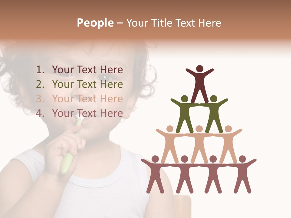 The Kid To Study To Clean A Teeth. PowerPoint Template