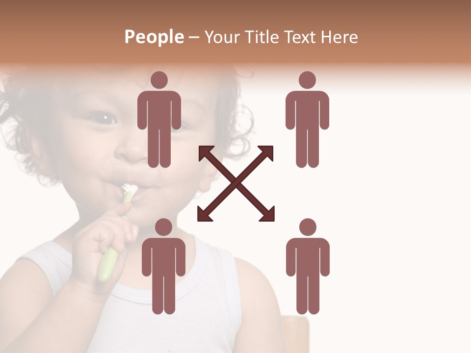 The Kid To Study To Clean A Teeth. PowerPoint Template