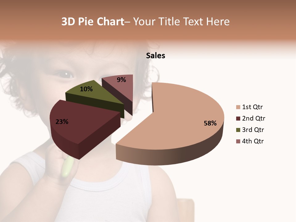 The Kid To Study To Clean A Teeth. PowerPoint Template