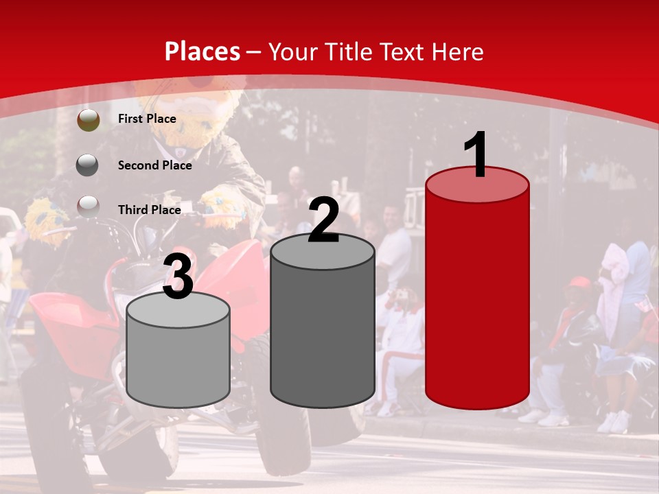 A Person Riding A Motorcycle With A Mascot On The Back Of It PowerPoint Template