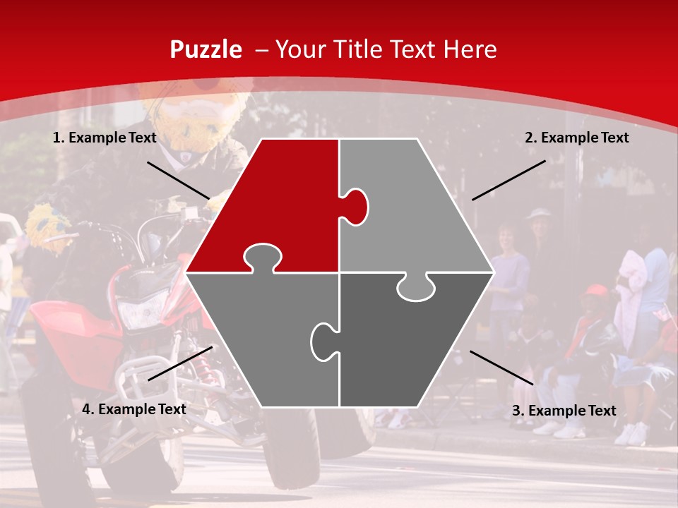 A Person Riding A Motorcycle With A Mascot On The Back Of It PowerPoint Template