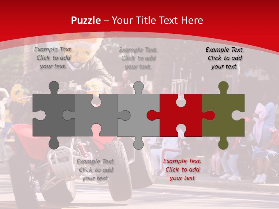 A Person Riding A Motorcycle With A Mascot On The Back Of It PowerPoint Template