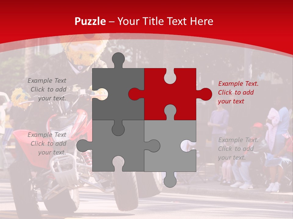 A Person Riding A Motorcycle With A Mascot On The Back Of It PowerPoint Template