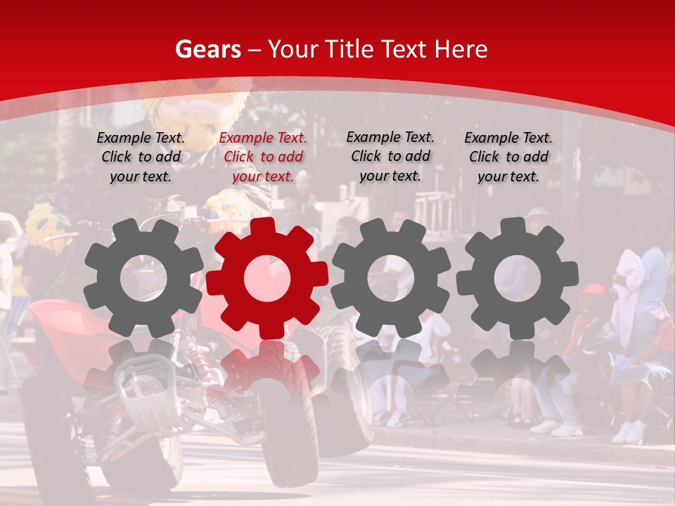A Person Riding A Motorcycle With A Mascot On The Back Of It PowerPoint Template