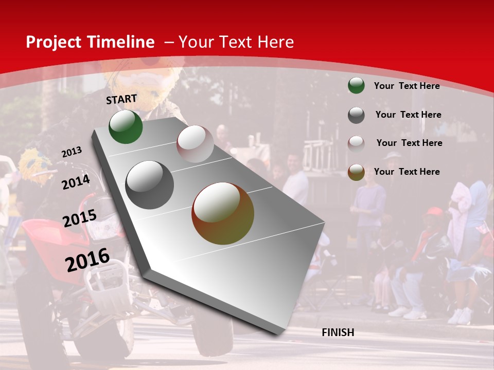 A Person Riding A Motorcycle With A Mascot On The Back Of It PowerPoint Template