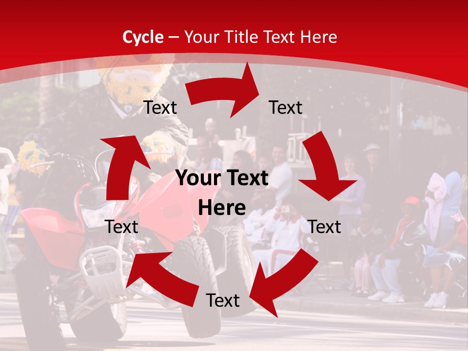 A Person Riding A Motorcycle With A Mascot On The Back Of It PowerPoint Template