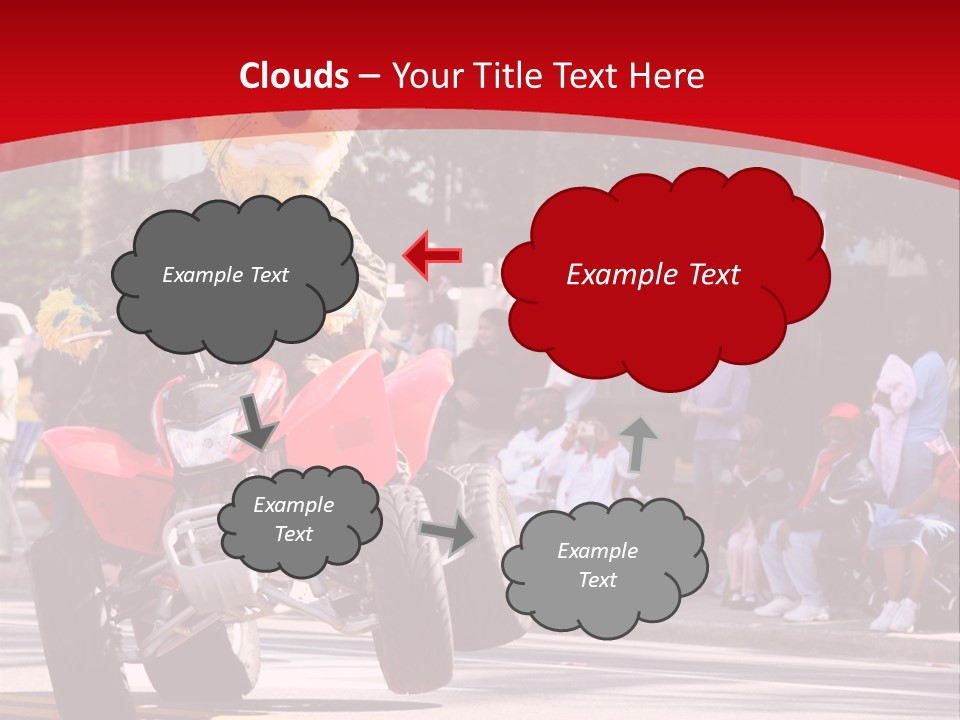 A Person Riding A Motorcycle With A Mascot On The Back Of It PowerPoint Template