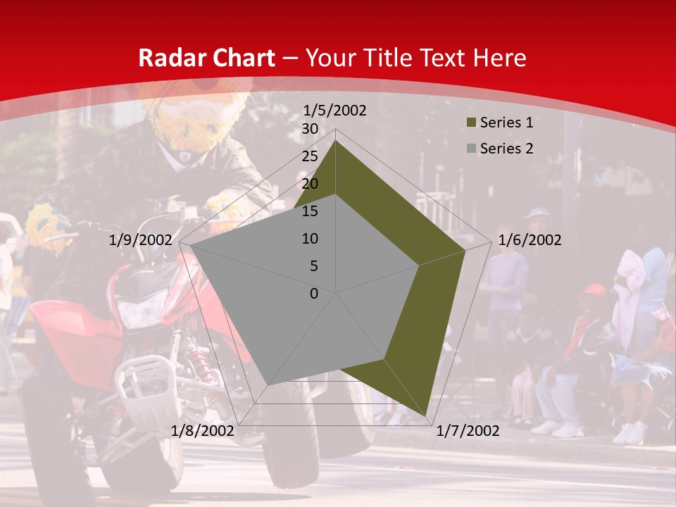 A Person Riding A Motorcycle With A Mascot On The Back Of It PowerPoint Template