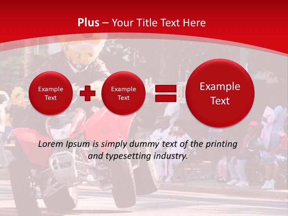 A Person Riding A Motorcycle With A Mascot On The Back Of It PowerPoint Template