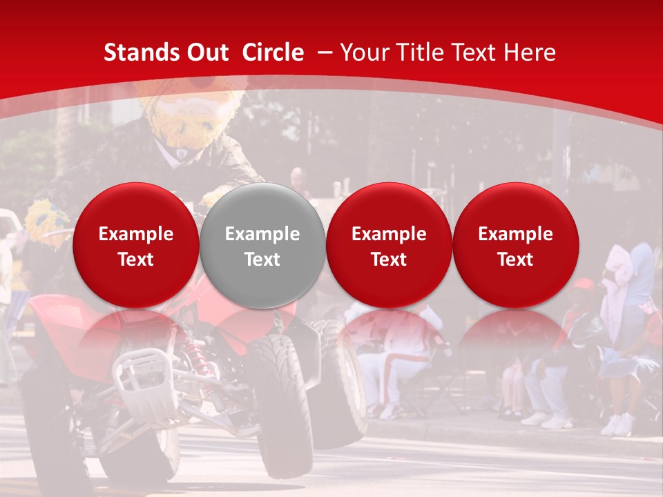 A Person Riding A Motorcycle With A Mascot On The Back Of It PowerPoint Template