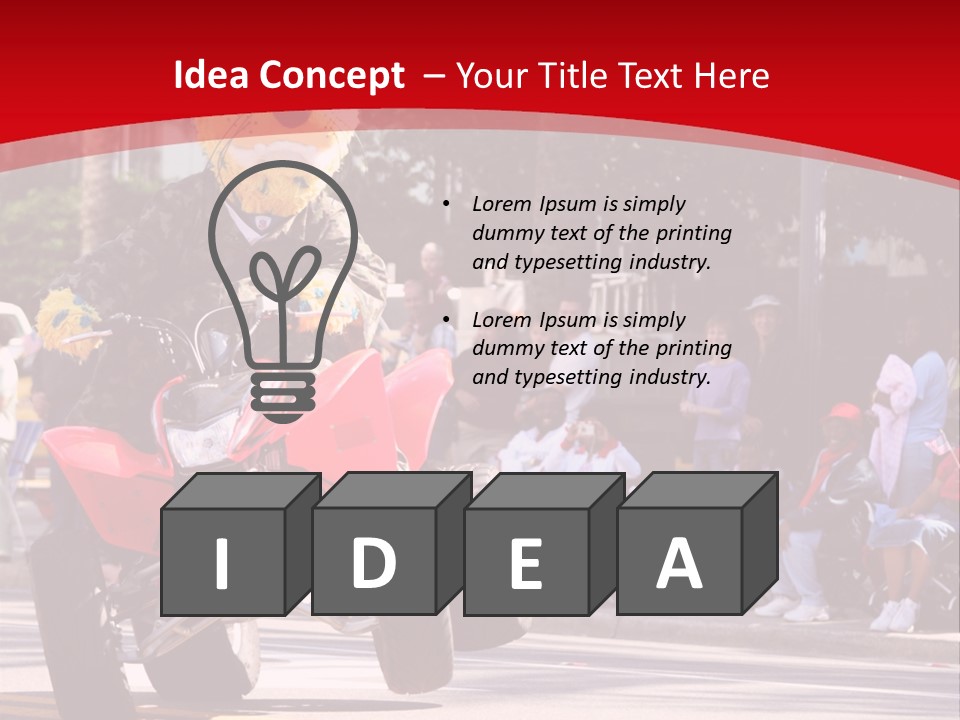 A Person Riding A Motorcycle With A Mascot On The Back Of It PowerPoint Template