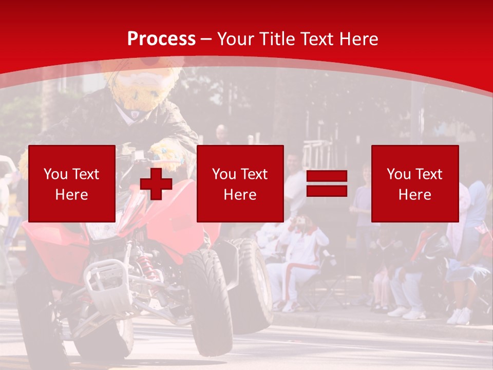 A Person Riding A Motorcycle With A Mascot On The Back Of It PowerPoint Template