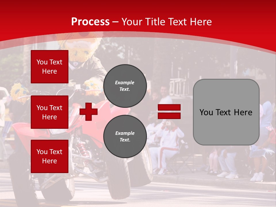 A Person Riding A Motorcycle With A Mascot On The Back Of It PowerPoint Template