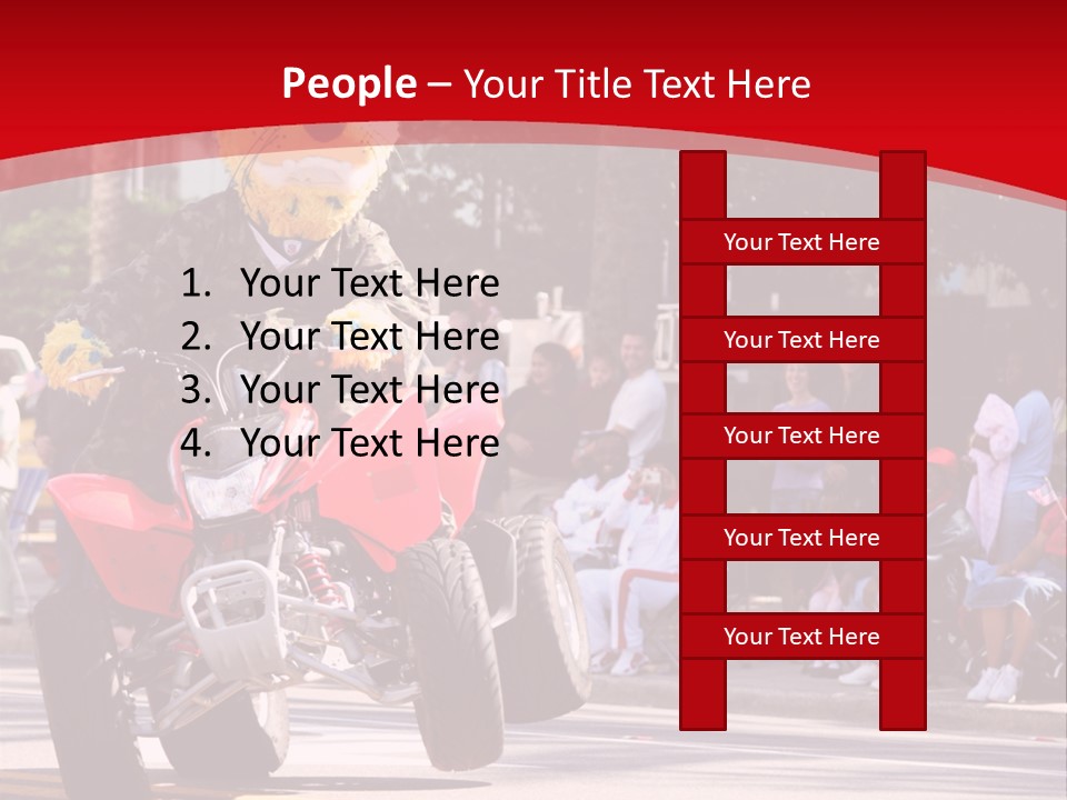 A Person Riding A Motorcycle With A Mascot On The Back Of It PowerPoint Template