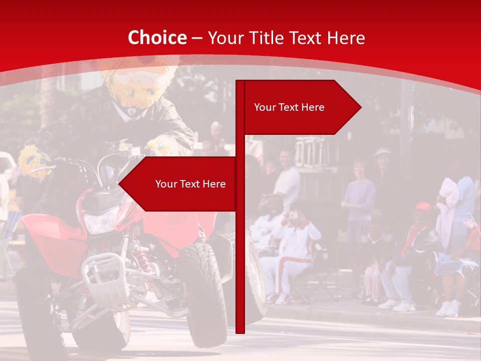 A Person Riding A Motorcycle With A Mascot On The Back Of It PowerPoint Template