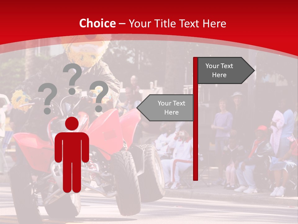 A Person Riding A Motorcycle With A Mascot On The Back Of It PowerPoint Template