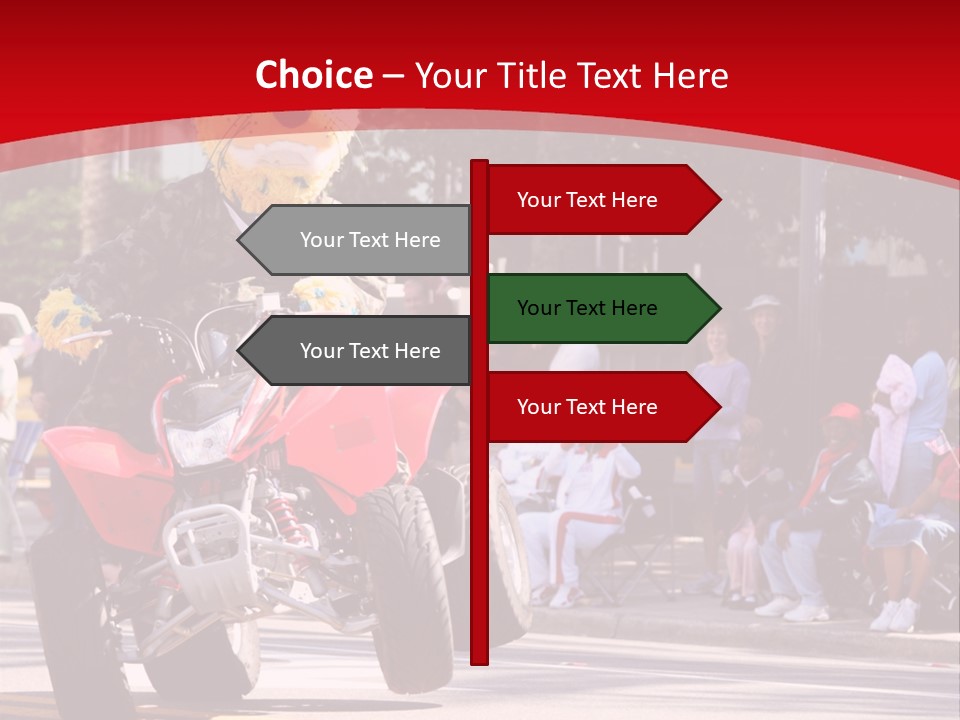 A Person Riding A Motorcycle With A Mascot On The Back Of It PowerPoint Template
