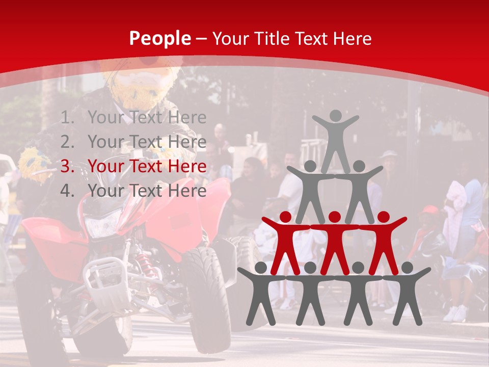 A Person Riding A Motorcycle With A Mascot On The Back Of It PowerPoint Template