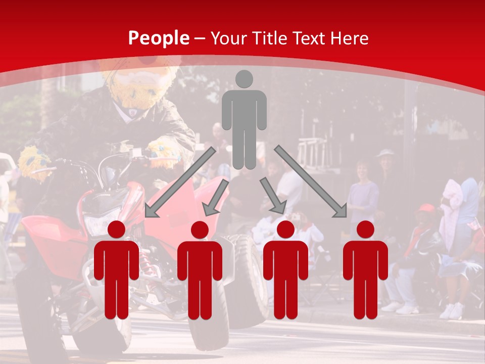 A Person Riding A Motorcycle With A Mascot On The Back Of It PowerPoint Template