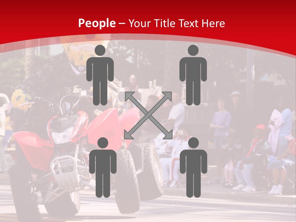 A Person Riding A Motorcycle With A Mascot On The Back Of It PowerPoint Template