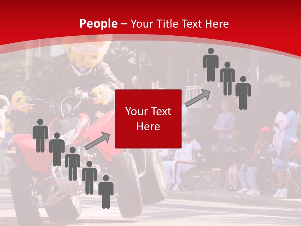 A Person Riding A Motorcycle With A Mascot On The Back Of It PowerPoint Template