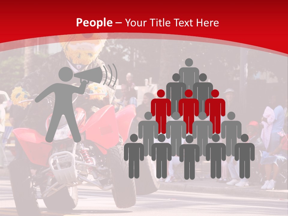 A Person Riding A Motorcycle With A Mascot On The Back Of It PowerPoint Template