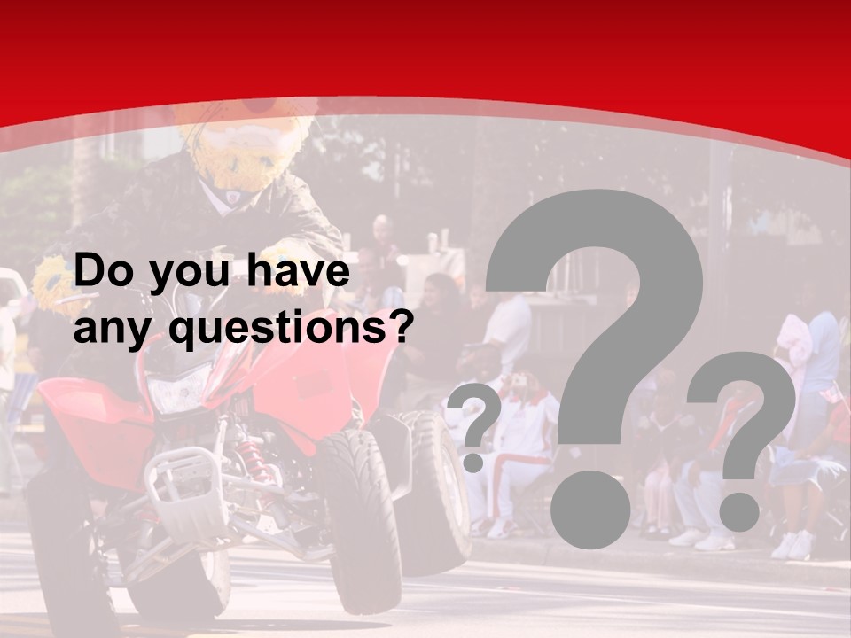 A Person Riding A Motorcycle With A Mascot On The Back Of It PowerPoint Template