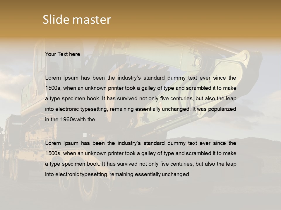 Green Excavator On A Platform PowerPoint Template