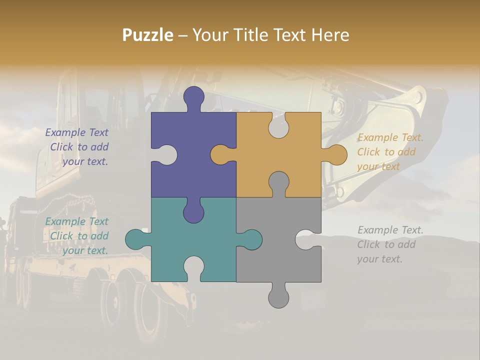 Green Excavator On A Platform PowerPoint Template
