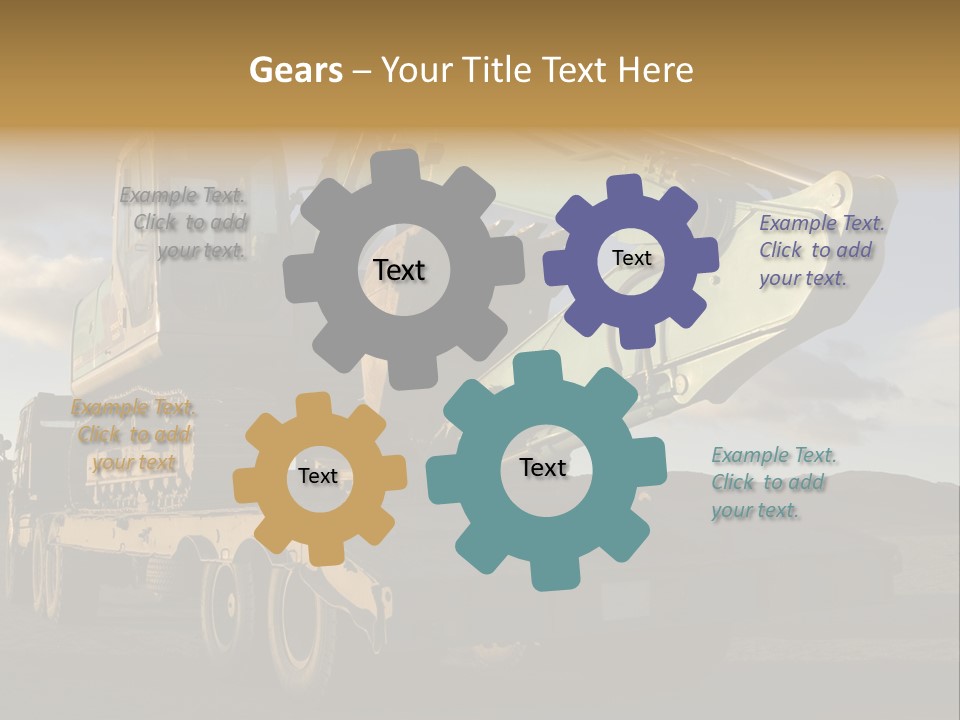 Green Excavator On A Platform PowerPoint Template