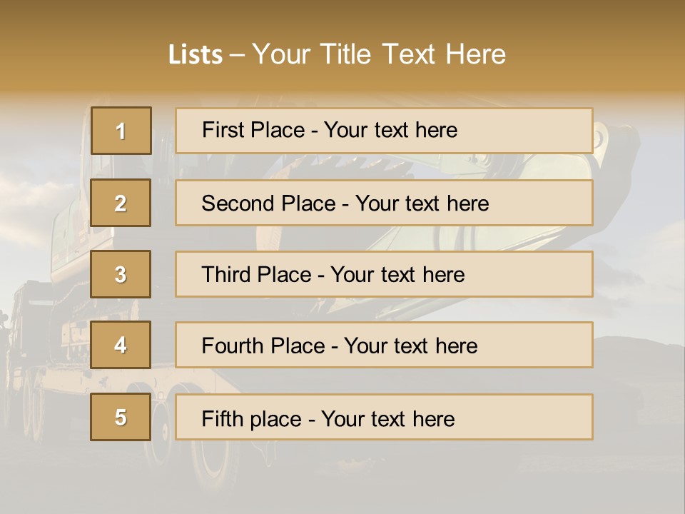 Green Excavator On A Platform PowerPoint Template