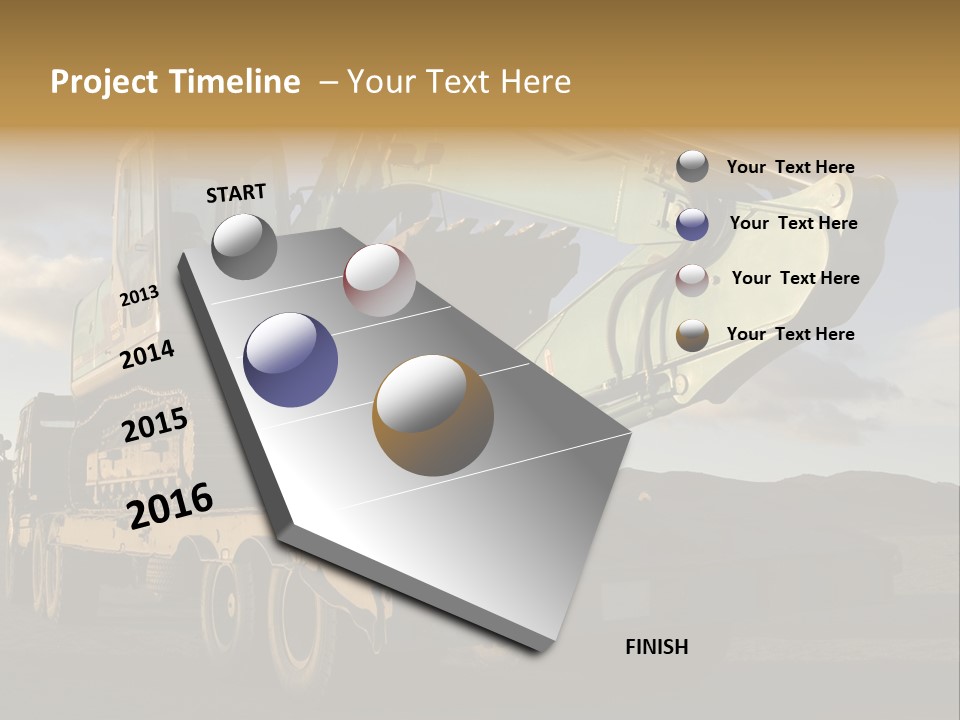 Green Excavator On A Platform PowerPoint Template