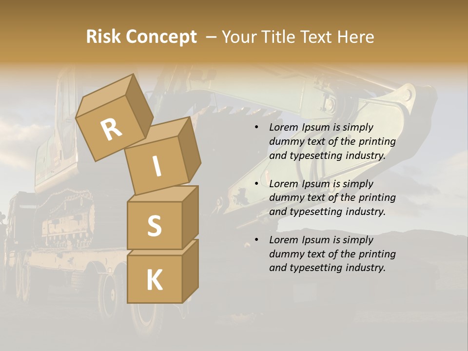 Green Excavator On A Platform PowerPoint Template