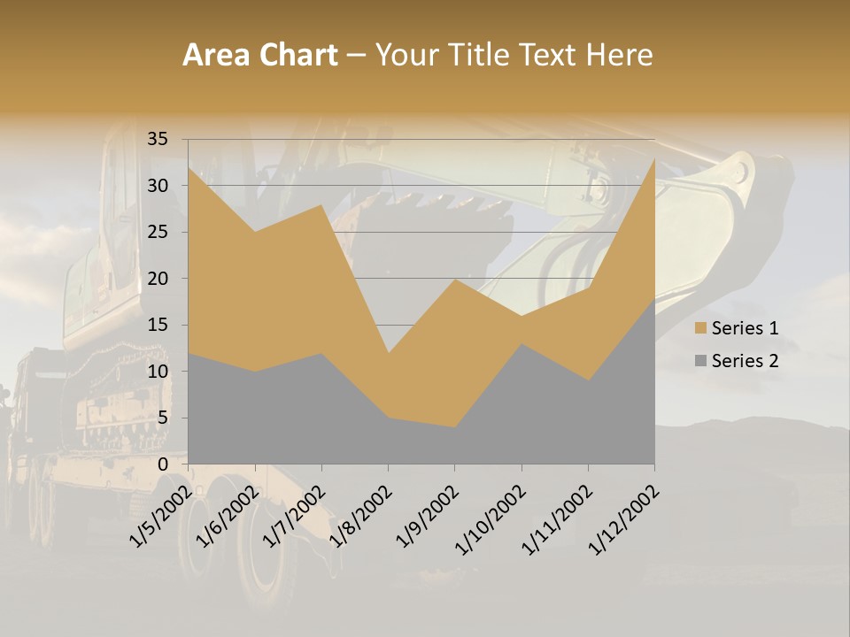 Green Excavator On A Platform PowerPoint Template