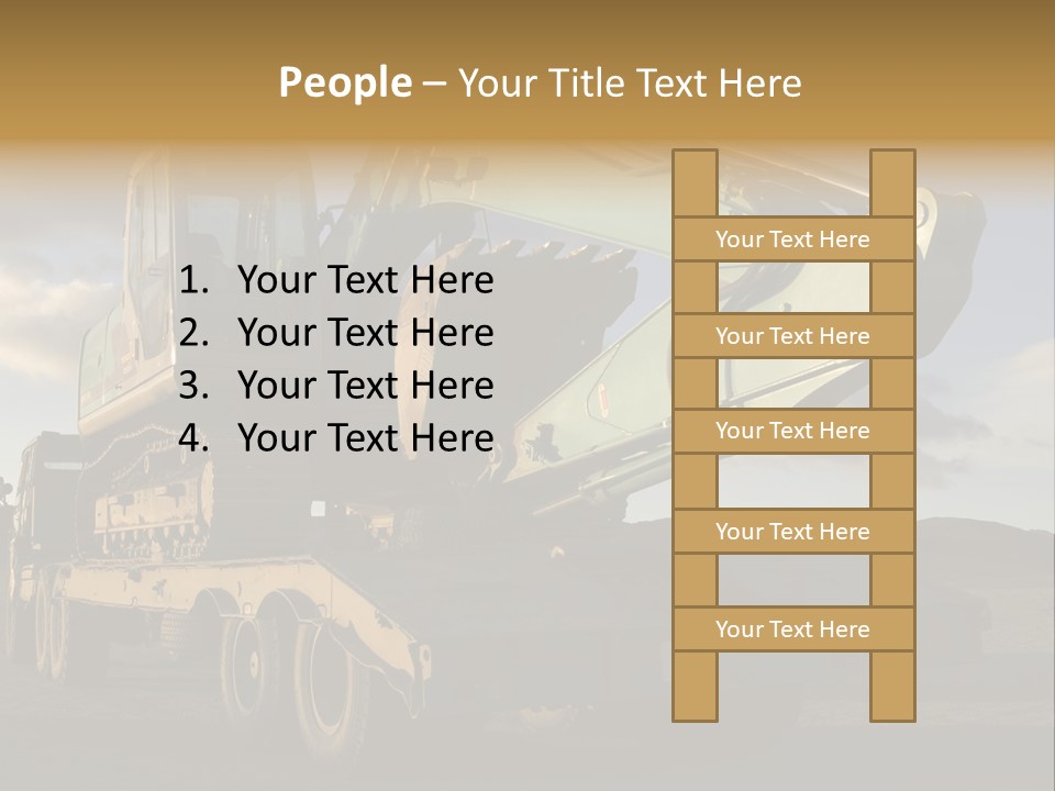 Green Excavator On A Platform PowerPoint Template
