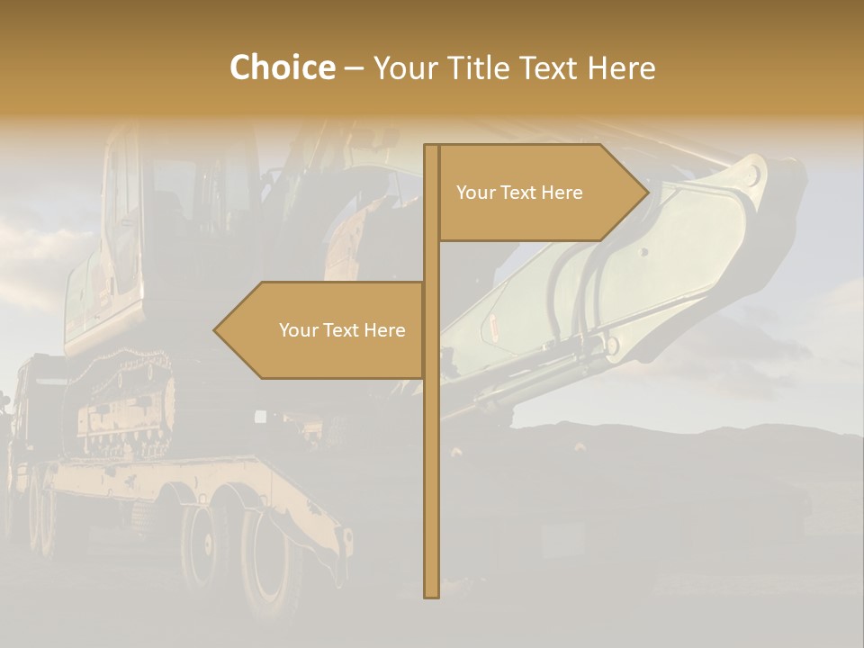 Green Excavator On A Platform PowerPoint Template