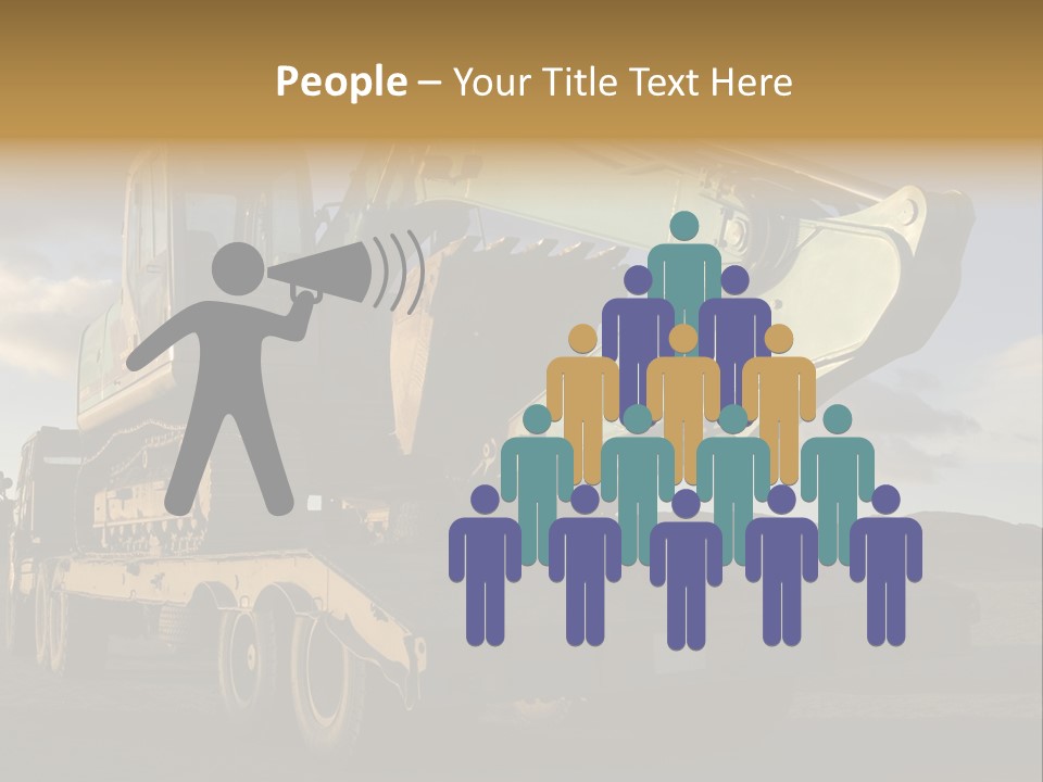 Green Excavator On A Platform PowerPoint Template