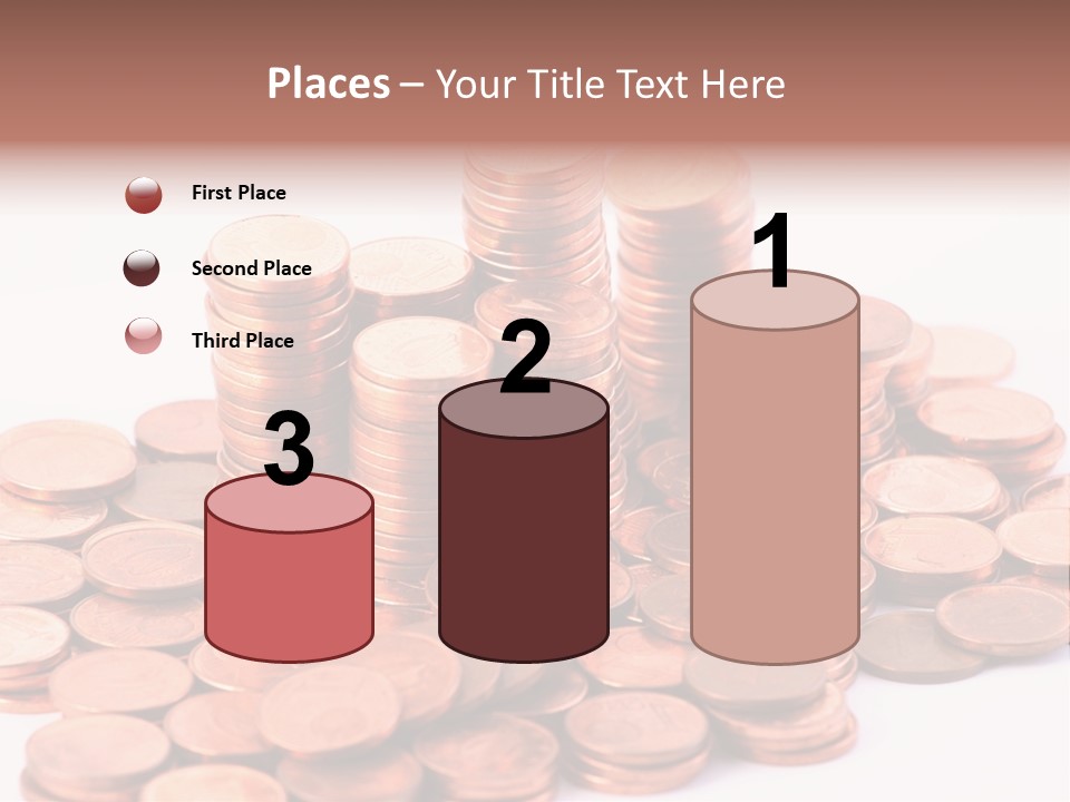 Pile Coins Isolated On White PowerPoint Template